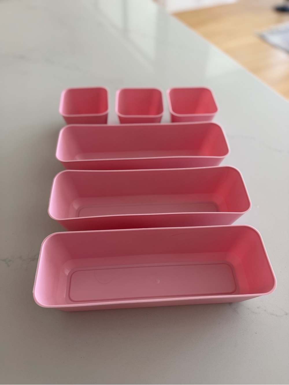 Pink Modular Drawer Organizer Set - 6-Piece Home Storage Trays